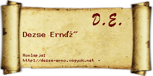 Dezse Ernő névjegykártya